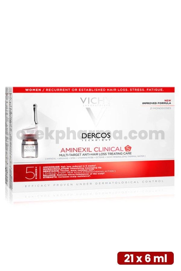 Vichy Dercos Aminexil Clinical 5 21x6ml - Kadınlar için Saç Dökülmesine Karşı Serum