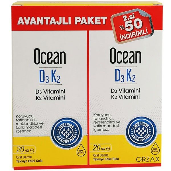 Ocean D3K2 Damla 20 ml + 2. %50 İndirimli