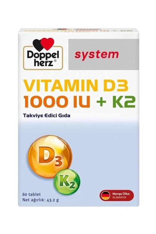 Doppelherz System Vitamin D3 1000 IU + K2 60 Tablet