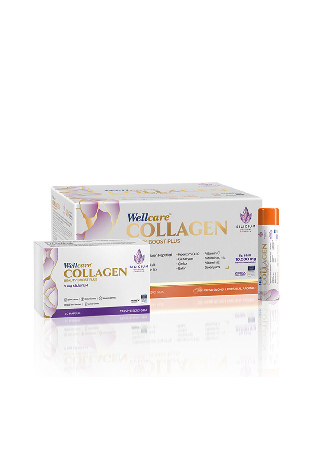 Wellcare Collagen Beauty Plus 10000 mg Frenk Üzümü & Portakal 30 x 40 ml + 30 Kapsül