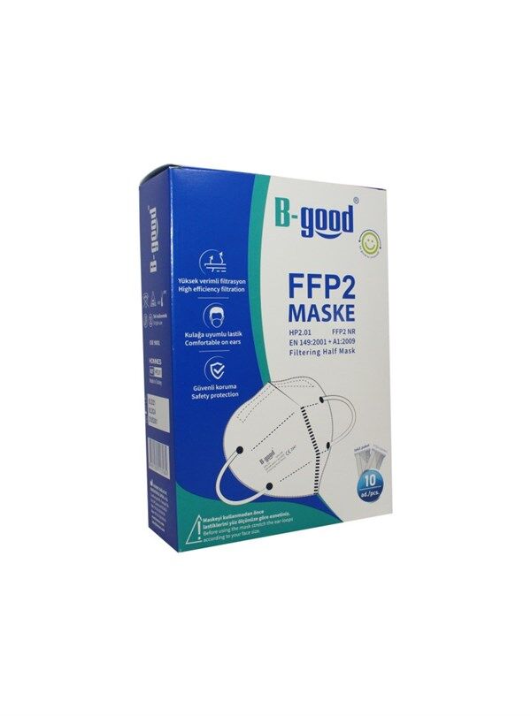 B-Good FFP2 Tekli Paketlenmiş Beyaz Koruyucu Maske 10'lu