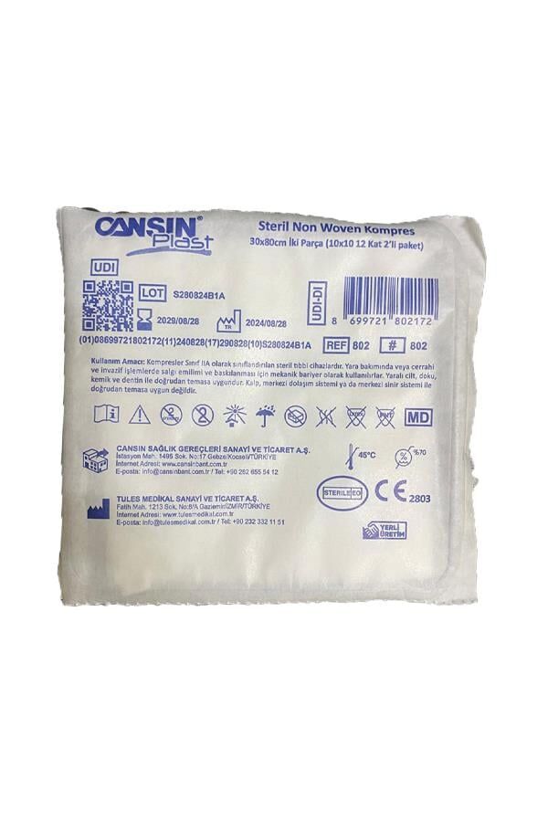 CansınPlast Steril Non Woven Kompres 30x80cm 2'li