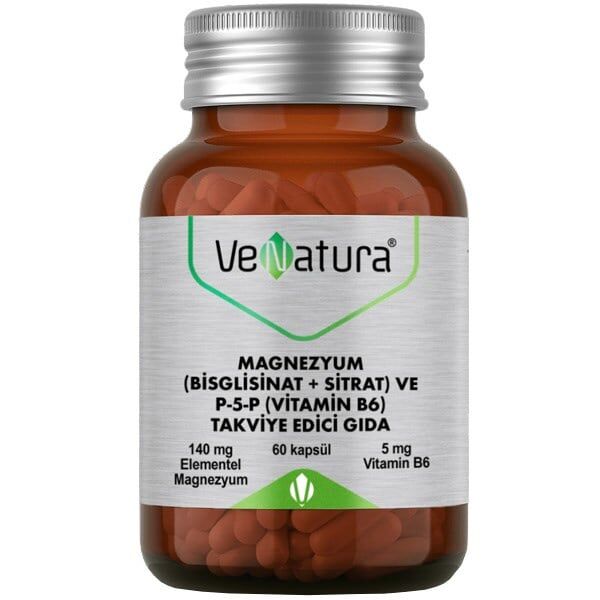 Venatura Magnezyum Bisglisinat Sitrat P 5 P Vitamin B6 60 Kapsül