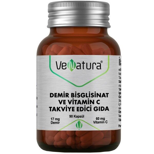 Venatura Demir Bisglisinat ve Vitamin C 90 Kapsül Gıda Takviyesi