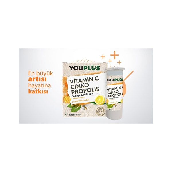 Youplus Vitamin-C & Çinko & Propolis 20 efervesan tablet